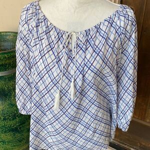 Pheasant style self tie neck blouse size med by chaps